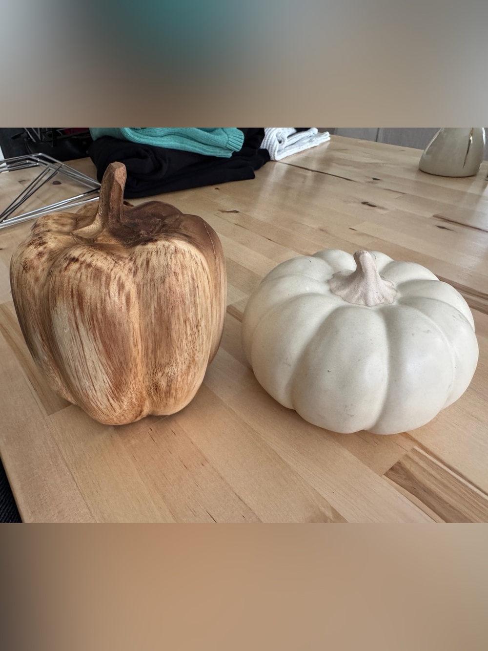 Fall Decor Set of Two Pumpkins in Neutral Colors